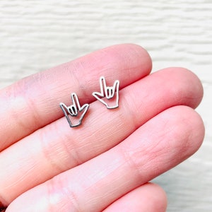 heart symbol, k-pop, k-drama, heart hand gesture, saranghae, tiny studs, cute earrings, stacking earrings, gift for friends, I love you gift image 5
