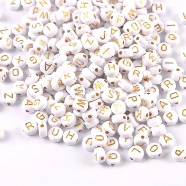 Gold Alphabet Beads, Letter Beads, DIY supply, DIY project, Bracelet Making, Friendship Bracelet supply, Jewelry Making, Initial Beads