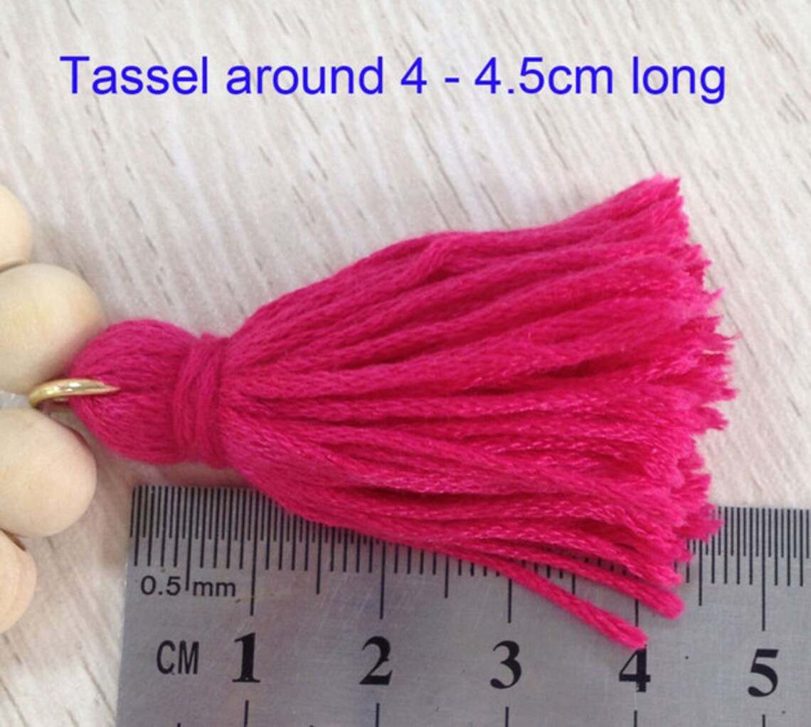 Wood Tassel Boho Bracelet Wood With Yellow Tassel Mala Etsy