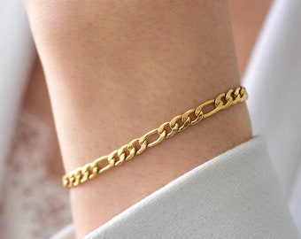 Figaro Chain Bracelet, paperclip bracelet, herringbone bracelet, linked bracelet, gold bracelet, stacking bracelet,