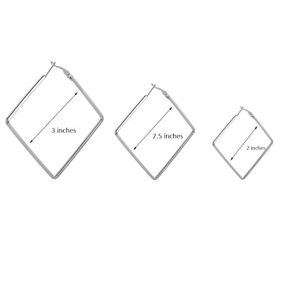 Diamond Large Hoops Earrings Square Hoops Star Large Hoops Etsy