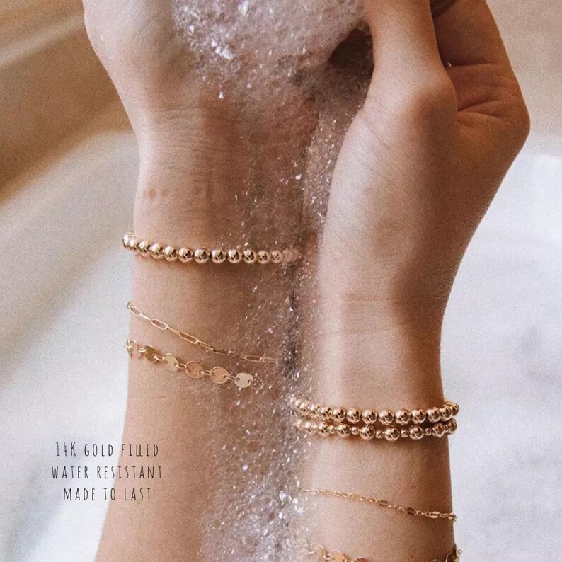 Gold Filled Ball Bracelets Personalized Gift Coin Bracelet Etsy