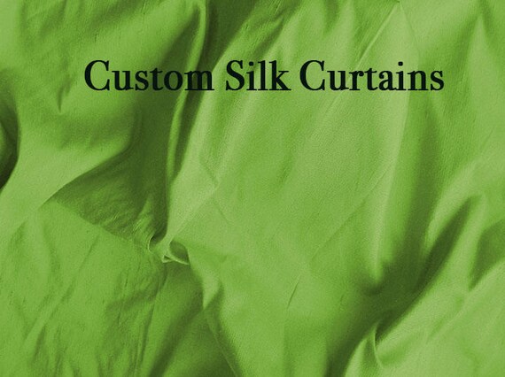 Green Curtains Custom Curtain Panel Silk Drapes Pure Silk Etsy