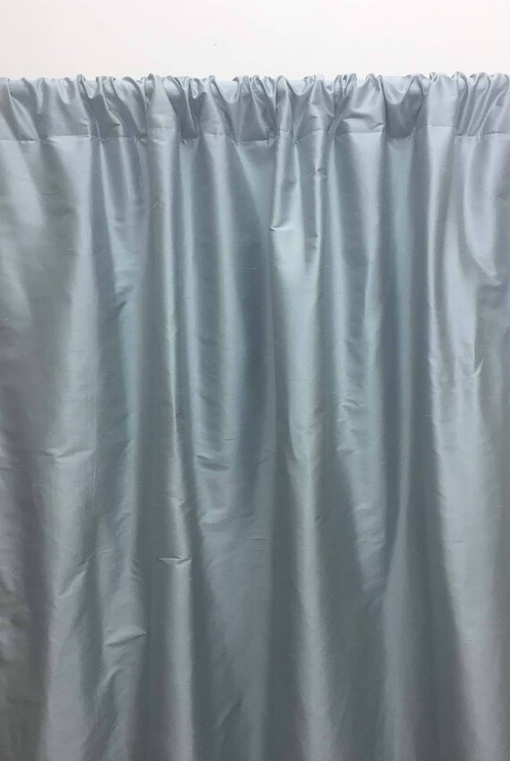 Powder Blue Silk Curtains Light Greyish Blue Dupioni Silk Etsy