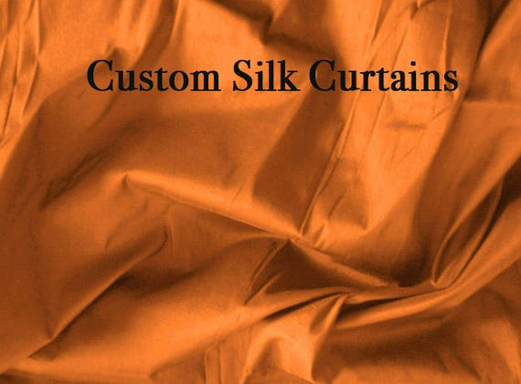 Orange Curtains Custom Curtain Panel Silk Drapes Pure Silk Etsy