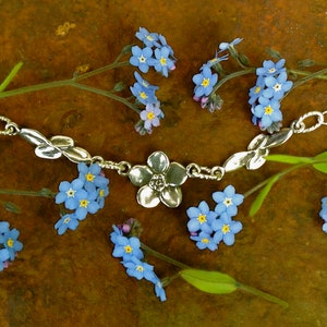 Forget-me-not Necklace, the Alaskan State Flower, cast in eco friendly reclaimed sterling silver