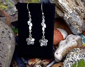 Alaskan Forget-me-not earrings, Sterling Silver, cast eco friendly, up cycled, reclaimed silver on sterling ear wires