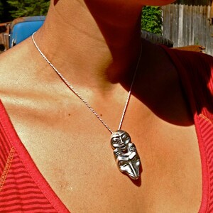 Silver Wolf Necklace/Brooch with Full Moon Alaskan Native image 2