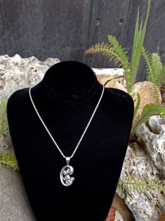 Alaskan Silver Waves Charm Necklace, cast in reclaimed silver, on 18" silver rope chaine