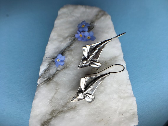 Silver Dragonfly Earrings, Made In Alaska, cast in eco friendly reclaimed sterling siver