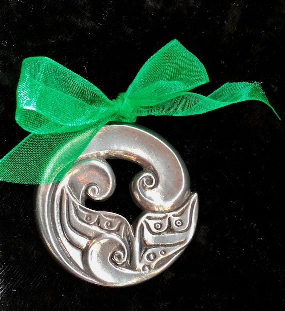 Alaskan Whale Tail Christmas Tree Ornament, Great gift idea, Native style, cast in pewter