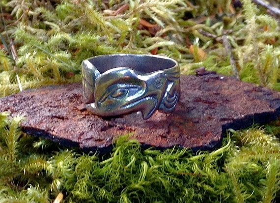 Alaskan Silver Native Style Eagle ring, cast in reclaimed silver