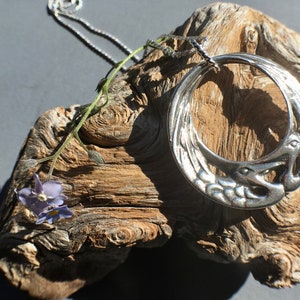Solid Sterling Silver Great Blue Heron Mobius Necklace, Made in Alaska, Cast in eco friendly reclaimed  silver, A very thoughtful gift idea