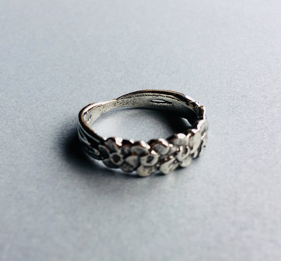 Forget-me-not ring, Alaska State flower, cast in eco friendly reclaimed sterling silver