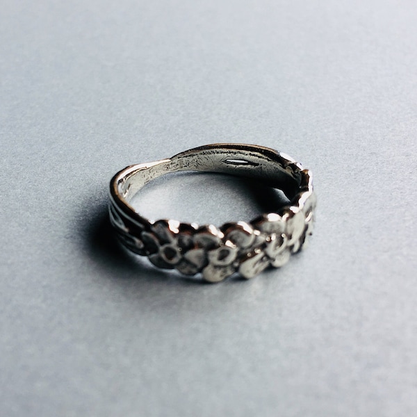 Forget-me-not ring, Alaska State flower, cast in eco friendly reclaimed sterling silver