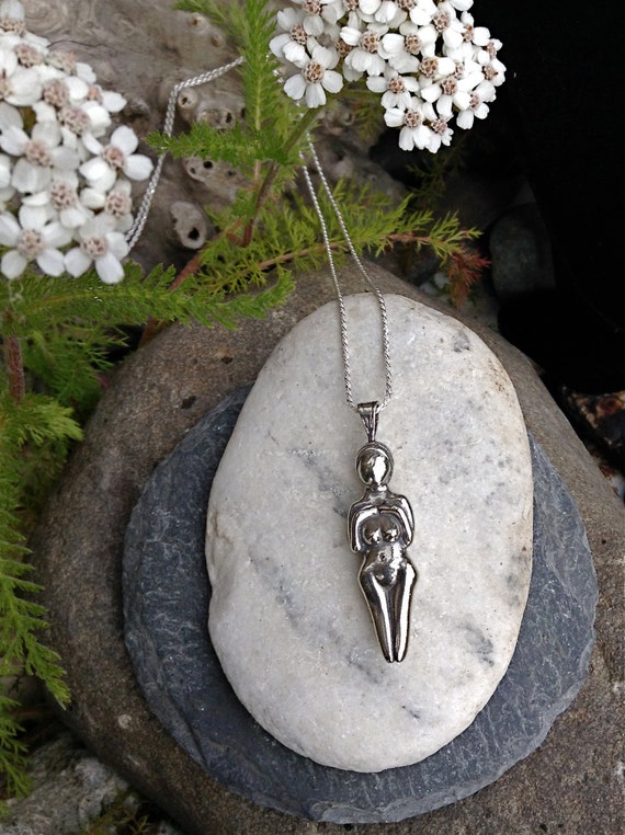 Solid Sterling Silver Goddess Amulet w/tortoise shell on her back, Made in Alaska, perfect Travel Talisman, eco-friendly reclaimed silver