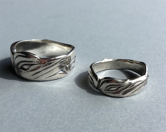 Raven Ring Alaskan Native Style, Sterling, cast in up cycled, reclaimed, eco friendly silver