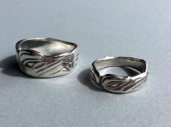 Raven Ring Alaskan Native Style, Sterling, cast in up cycled, reclaimed, eco friendly silver