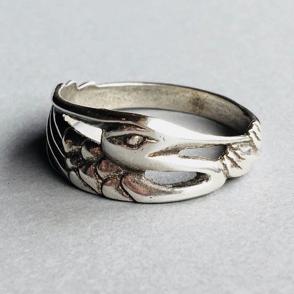 Reclaimed Sterling Silver Heron Ring: Alaskan Bird Jewelry