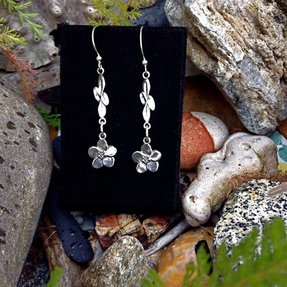 Alaskan Forget-me-not earrings, Sterling Silver, cast eco friendly, up cycled, reclaimed silver on sterling ear wires