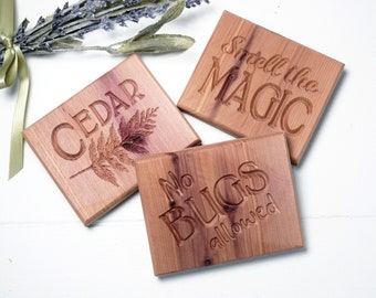 Set of 3 Aromatic Cedar Blocks | Beautifully Carved Natural Moth Repellant