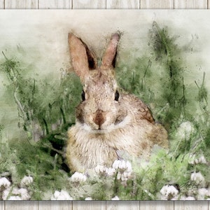 Rustic Easter Decor Rabbit Print | Bunny Watercolor Print, Nursery Decor, Digitally Designed Watercolor Print, Spring  Decoration