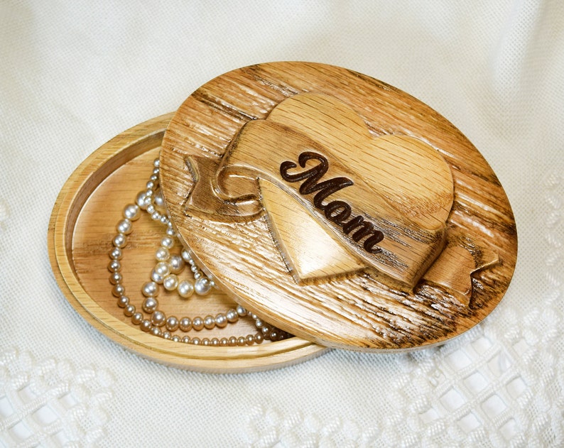 Beautifully Carved Oak Wooded Mother's Day Jewelry Box Etsy