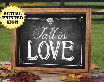 Printed Fall Decor | Autumn Decorations - Fall in Love Chalkboard Printed Sign