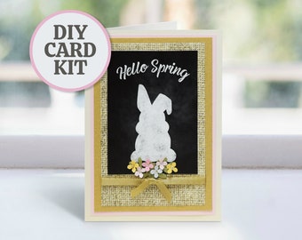 Hello Spring Chalkboard Style Card Kit - DIY Easter Card - Choose a 5 or 10 card set