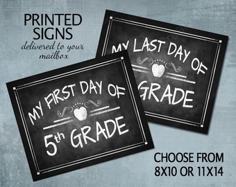 CLEARANCE SALE - 5th Grade School Sign | PRINTED Back to school sign, First Day & Last Day School Sign, School Photo Props