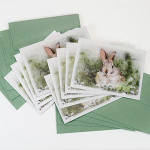 Set of Easter Watercolor Bunny Cards Easter Card, Watercolor Rabbit Cards, Watercolor Note Cards, Rabbit Note Cards, Blank cards image 9