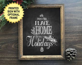 Printed Chalkboard Style Christmas Sign | No place like home for the holidays chalkboard print, Holiday Chalk Art, Christmas Decor