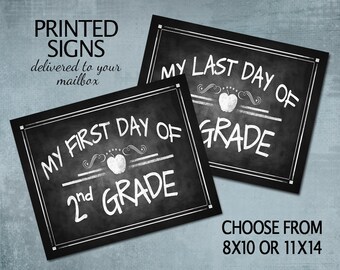 CLEARANCE SALE - 2nd Grade School Sign | First Day Photo Props, PRINTED school signs, First Day of 2nd Grade, Last Day School