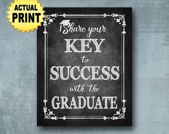 Graduation Advice sign |PRINTED graduation key to success, Class of 2021 Graduation sign, chalkboard graduation decor, grad party decoration