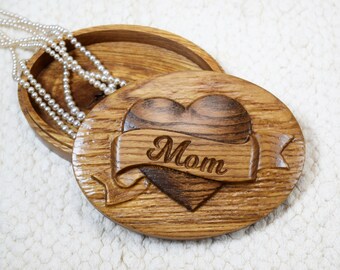 Beautifully Carved Oak Box for Mom - Box 3