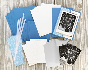 DIY Christmas Card Kit | Set of 5 - Let it Snow, Handmade Cards Greeting Card Kit for the Holidays