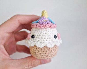 Unicorn Cupcake Amigurumi Crochet Pattern Keychain / Cute Kawaii Easy Handmade Gift Plushie