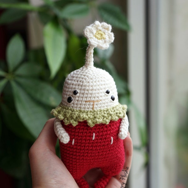 Strawberry Sprite Crochet Pattern - Cute Amigurumi Doll - Fantasy Nature