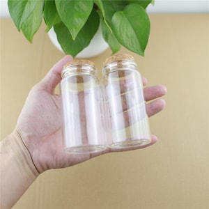 Mini garrafas de vidro 100ml 47*90mm, garrafas de vidro de armazenamento com rolha de cortiça, frascos de artesanato, mini garrafas de vidro vazias transparentes para presente
