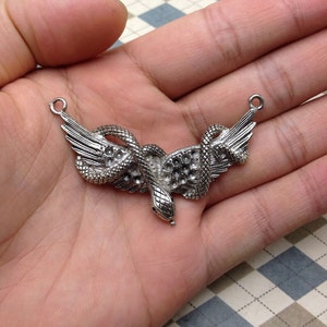 4pcs Antique Silver Base Metal Charms-Snake Wing pendants charms 35mmx60mm image 2