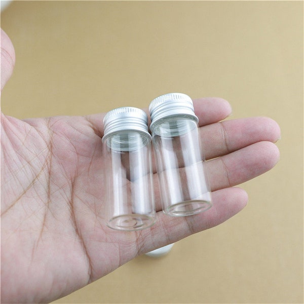 22*50mm 10ml Small Glass Bottles Test Tube Silver Screw Cap storage GLASS jars Mini Containers transparent Vial Bottles