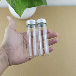 Mini Glass Bottles 30*100mm 50ml Glass Bottles Test Tube Silver Screw Cap storage GLASS jars Mini Containers transparent Vial Bottles