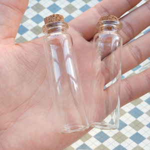 40 Mini glass bottles with corks 22x75mm