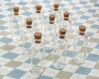 100 Mini glass bottles with corks 15x44mm