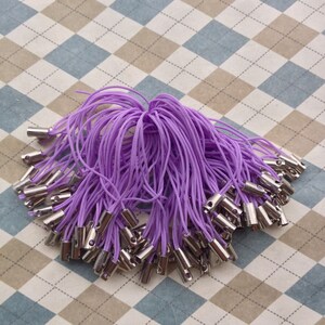 BULK 100pcs 50mm purple Cell phone straps cords and white k