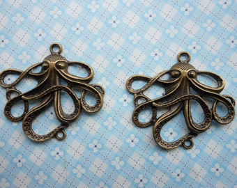 10 Stück Antique Bronze 3D Octopus Charms Anhänger 36mmx44mm