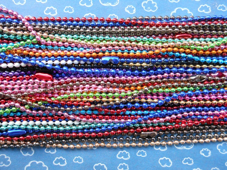 100 Pcs Assorted Colors(mixed Color) Ball Chain Necklaces - 27inch, 2 ...