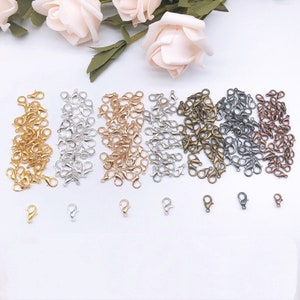 100 Alloy Lobster Clasps 10mm-21mm Lobster Clasp Jewelry Clasps, Metal Clasps Necklace Supplies - Gold Silver Bronze Black