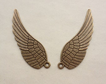 10 pcs of Antique Bronze wing Charms feather Charms 16x48mm