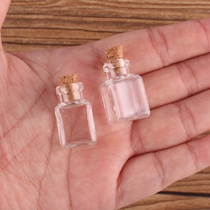 Mini Glass Bottle 1ml Transparent rectangle Glass Bottle Jars Vials Wishing Bottle Cute Art Bottles with Corks Stopper DIY craft gift